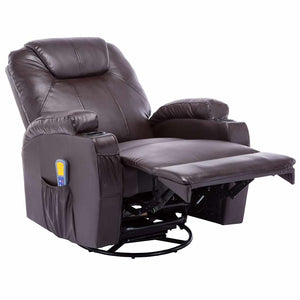 vidaXL Massage Rocking Chair Brown Faux Leather