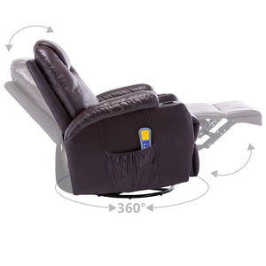 vidaXL Massage Rocking Chair Brown Faux Leather