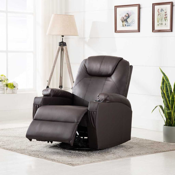vidaXL Massage Rocking Chair Brown Faux Leather