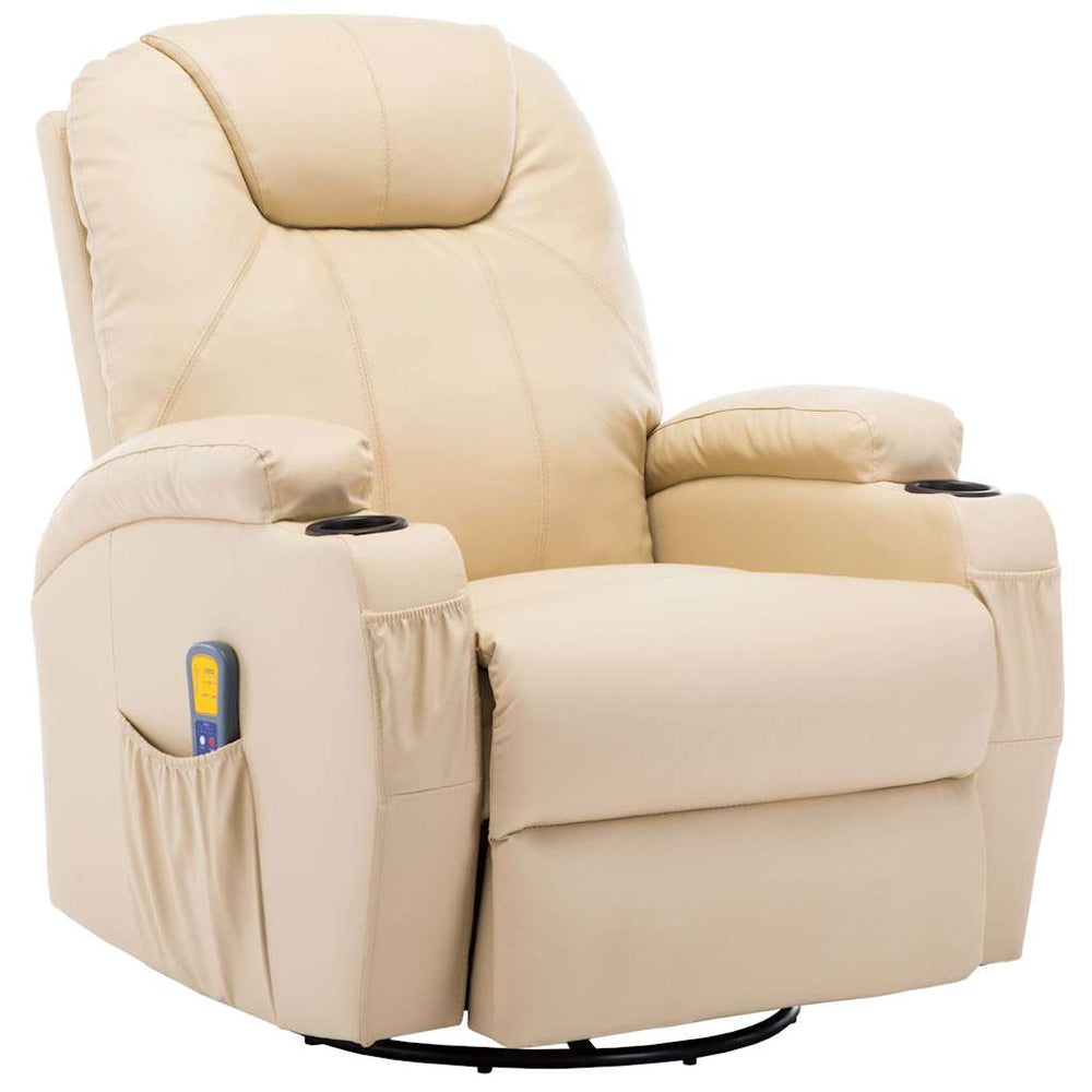 vidaXL Massage Rocking Chair Cream Faux Leather