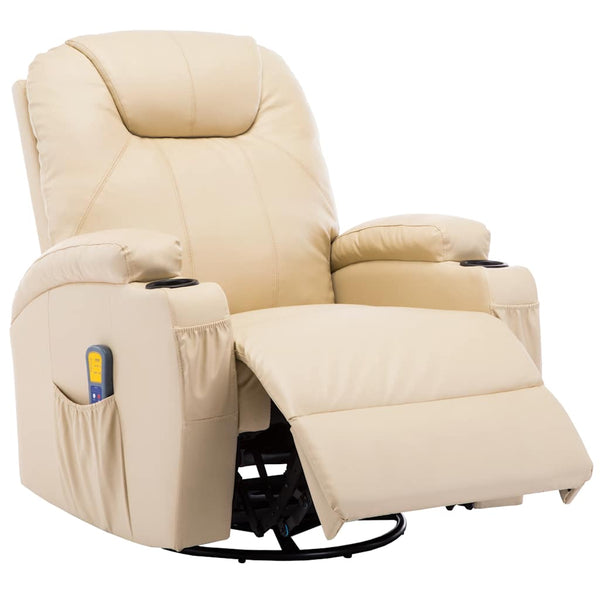 vidaXL Massage Rocking Chair Cream Faux Leather