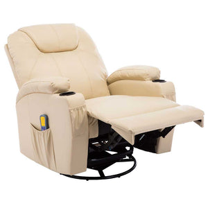 vidaXL Massage Rocking Chair Cream Faux Leather