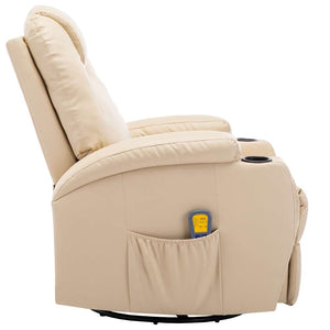 vidaXL Massage Rocking Chair Cream Faux Leather