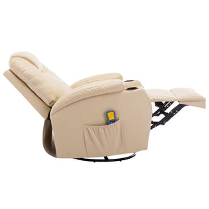 vidaXL Massage Rocking Chair Cream Faux Leather