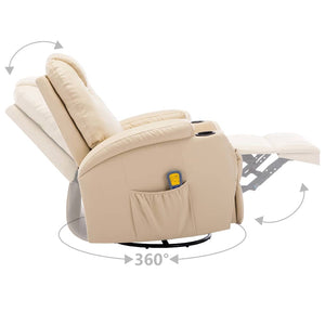 vidaXL Massage Rocking Chair Cream Faux Leather