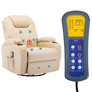 vidaXL Massage Rocking Chair Cream Faux Leather