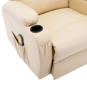 vidaXL Massage Rocking Chair Cream Faux Leather
