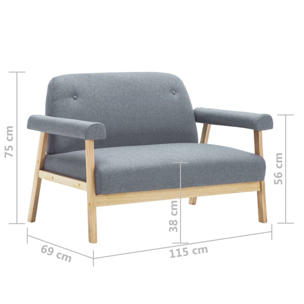 vidaXL 2-Seater Sofa Fabric Light Grey