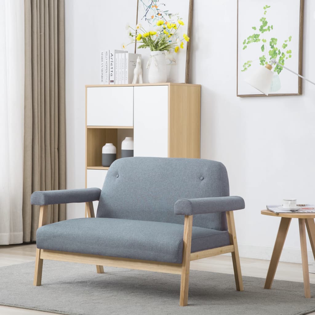 vidaXL 2-Seater Sofa Fabric Light Grey