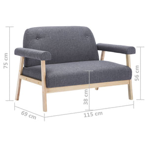 vidaXL 2-Seater Sofa Fabric Dark Grey