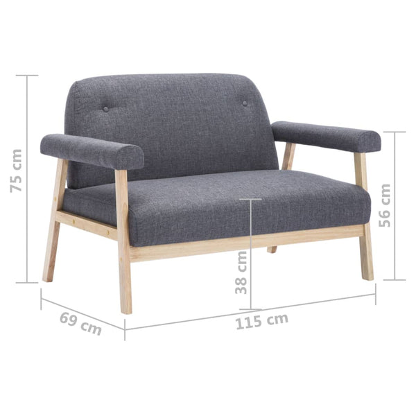 vidaXL 2-Seater Sofa Fabric Dark Grey