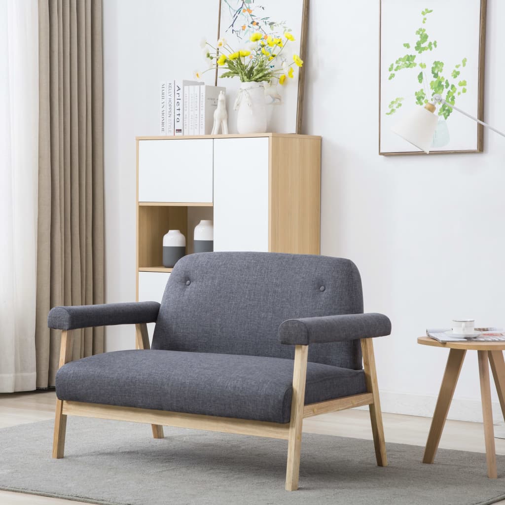 vidaXL 2-Seater Sofa Fabric Dark Grey