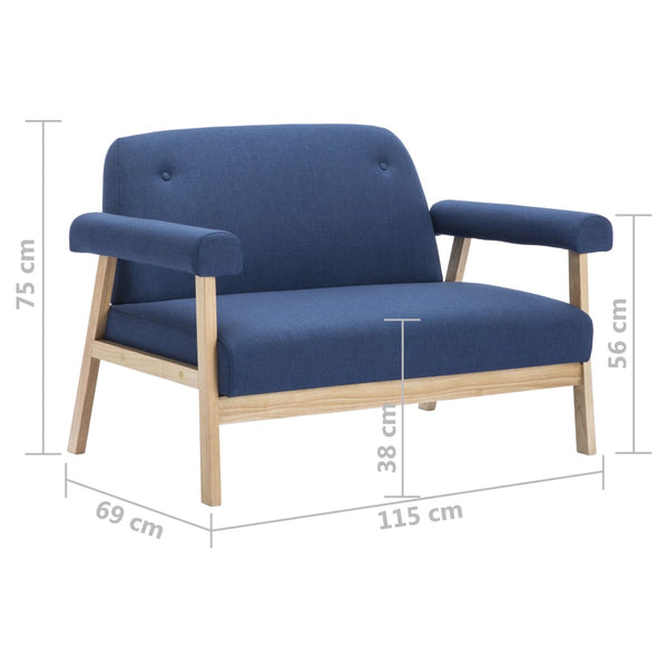 vidaXL 2-Seater Sofa Fabric Blue