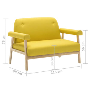 vidaXL 2-Seater Sofa Fabric Yellow