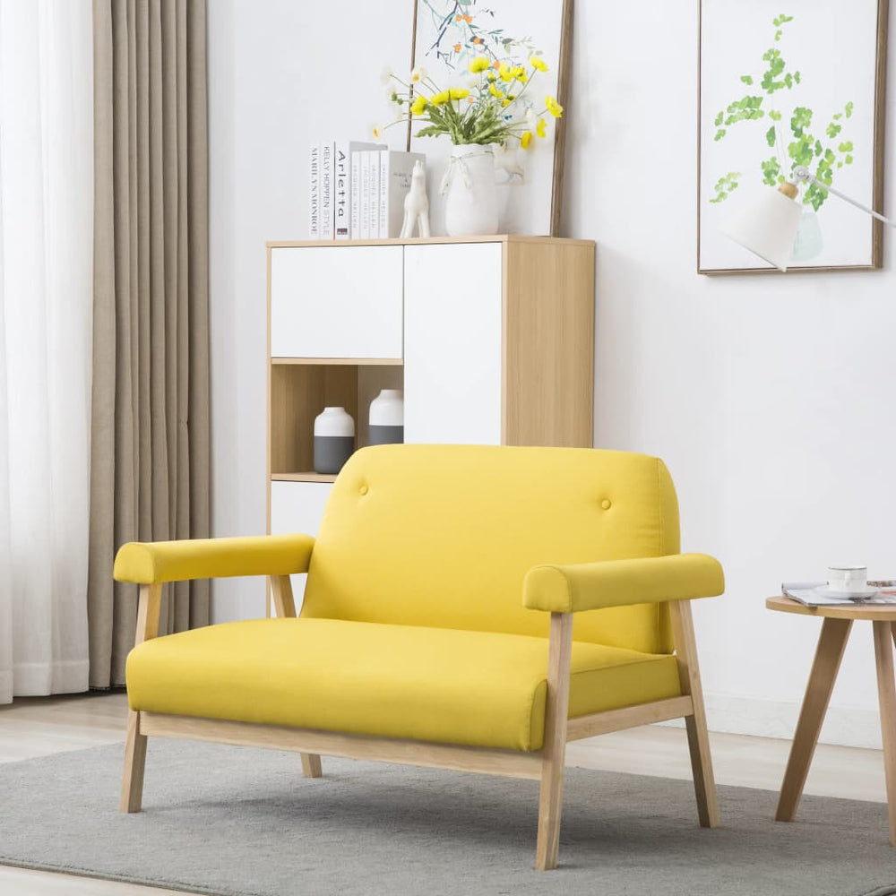 vidaXL 2-Seater Sofa Fabric Yellow
