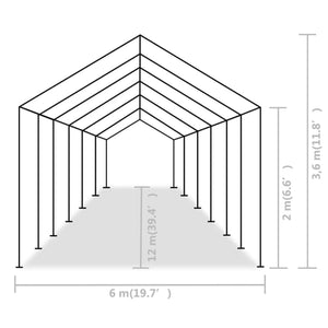 vidaXL Party Tent PE 6x12 m Grey