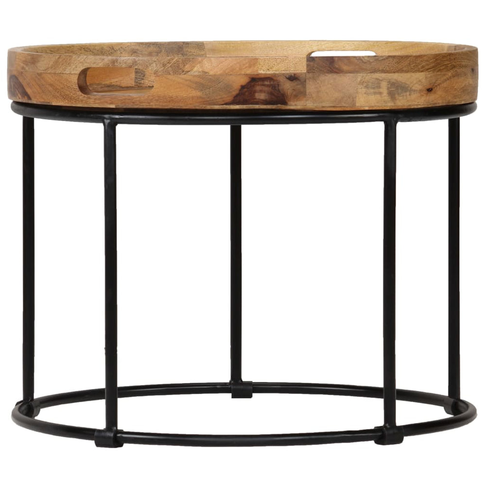 vidaXL Coffee Table Solid Mango Wood and Steel 50x40 cm