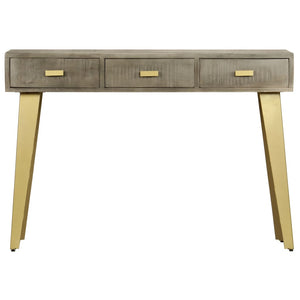 vidaXL Console Table Grey with Brass 110 x 35 x 76 cm Solid Mango Wood