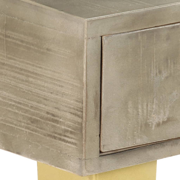 vidaXL Console Table Grey with Brass 110 x 35 x 76 cm Solid Mango Wood