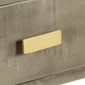 vidaXL Console Table Grey with Brass 110 x 35 x 76 cm Solid Mango Wood