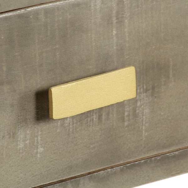 vidaXL Console Table Grey with Brass 110 x 35 x 76 cm Solid Mango Wood