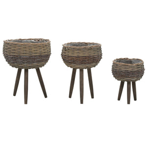 vidaXL Plant Pots 3 pcs Willow with PE Lining