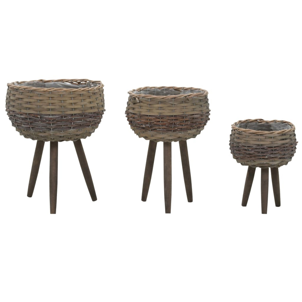 vidaXL Plant Pots 3 pcs Willow with PE Lining