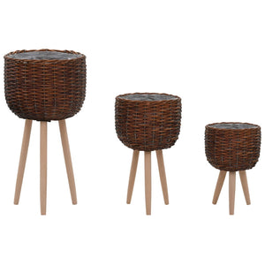vidaXL Plant Pots 3 pcs Willow with PE Lining
