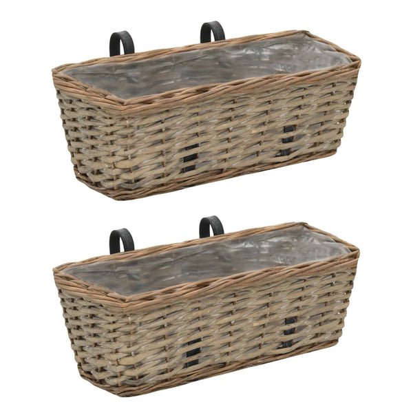 vidaXL Balcony Planters 2 pcs. Willow with PE Lining 40 cm