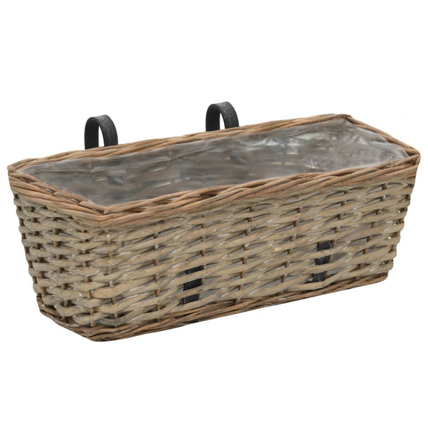 vidaXL Balcony Planters 2 pcs. Willow with PE Lining 40 cm