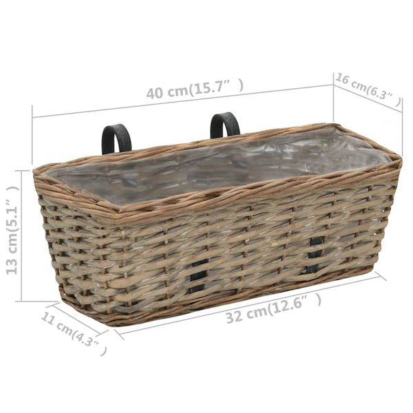 vidaXL Balcony Planters 2 pcs. Willow with PE Lining 40 cm