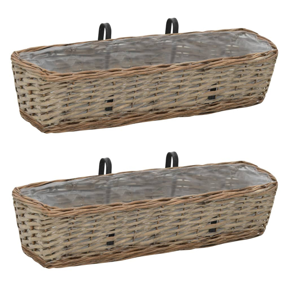 vidaXL Balcony Planters 2 pcs. Willow with PE Lining 60 cm