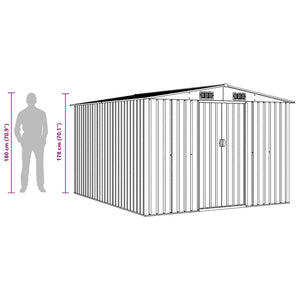 vidaXL Garden Shed 257x298x178 cm Metal Grey