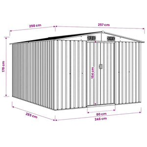 vidaXL Garden Shed 257x298x178 cm Metal Anthracite