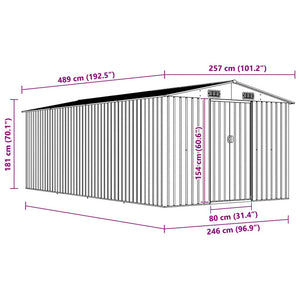 vidaXL Shed 257x489x181 cm Metal Green