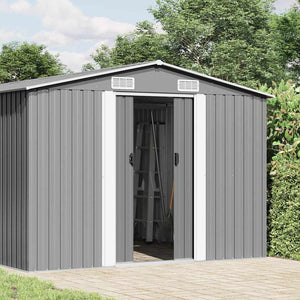 vidaXL Garden Shed 257x489x181 cm Metal Grey