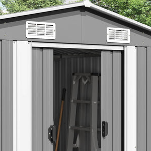 vidaXL Garden Shed 257x489x181 cm Metal Grey