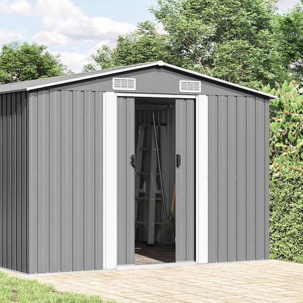 vidaXL Garden Shed 257x580x181 cm Metal Grey
