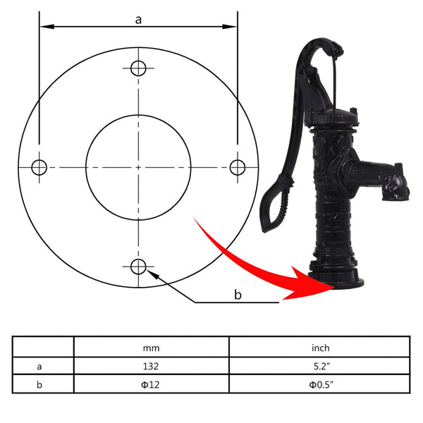 vidaXL Hand Water Pump with Stand Cast Iron