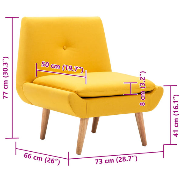 vidaXL Upholstered Chair Yellow Fabric