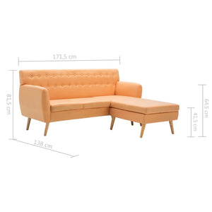 vidaXL L-Shaped Fabric Sofa 171.5x138x81.5 cm Orange