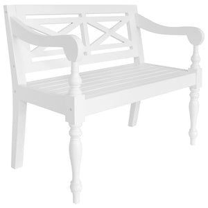 vidaXL Batavia Bench 98 cm Solid Mahogany White