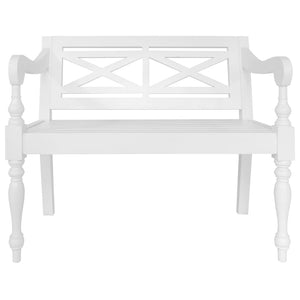 vidaXL Batavia Bench 98 cm Solid Mahogany White