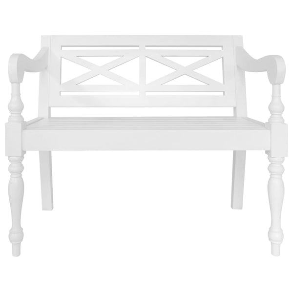 vidaXL Batavia Bench 98 cm Solid Mahogany White