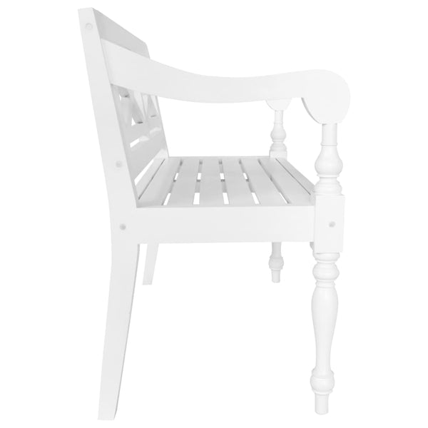 vidaXL Batavia Bench 98 cm Solid Mahogany White