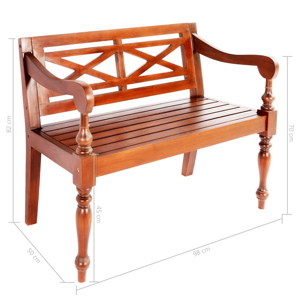 vidaXL Batavia Bench 98 cm Solid Mahogany Dark Brown