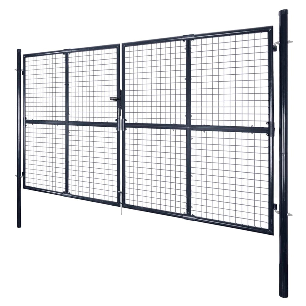 vidaXL Mesh Garden Gate Galvanised Steel 300 x 150 cm Grey