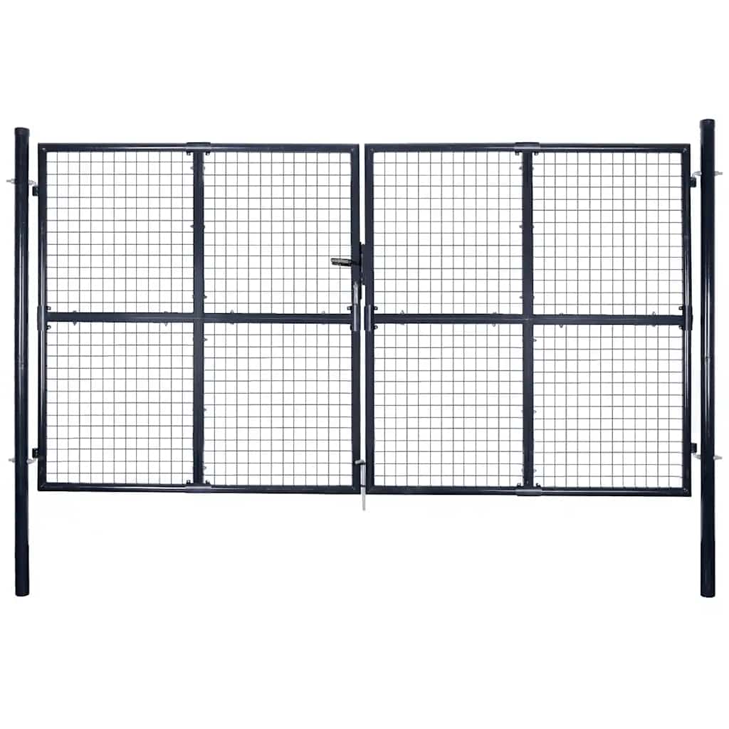 vidaXL Mesh Garden Gate Galvanized Steel 300 x 175 cm Gray