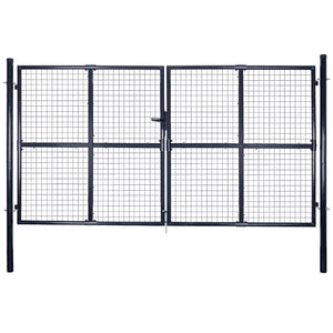 vidaXL Mesh Garden Gate Galvanized Steel 300 x 200 cm Gray