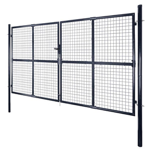 vidaXL Mesh Garden Gate Galvanized Steel 300 x 200 cm Gray